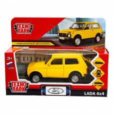 Машина металл LADA 4x4 12 см, двери, багаж, инерц,  желтый, кор. Технопарк LADA4X4-12-YE   