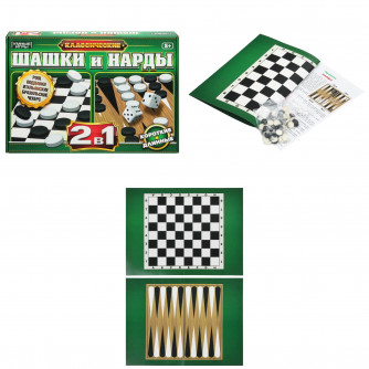 Шашки и Нарды. 345х240х45 мм. 2 в 1 Умные игры 4660254478770   
