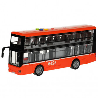 Пластиковая модель Технопарк Двухэтажный автобус  WY912AB-R-ORANGE