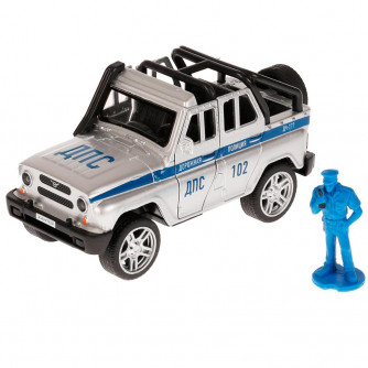 Машина металл UAZ HUNTER ПОЛИЦИЯ 11,5 см, двери, баг, ин, фигурка, асс, кор. Технопарк HUNTERBCH-12POL-SOLSR