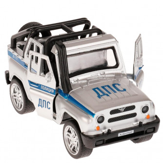 Машина металл UAZ HUNTER ПОЛИЦИЯ 11,5 см, двери, баг, ин, фигурка, асс, кор. Технопарк HUNTERBCH-12POL-SOLSR