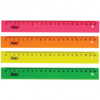 Линейка пласт.20см Hatber цв., флуор., ассорти MNp_20009  