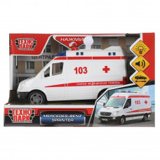 Машина пластик свет-звук MERCEDES-BENZ SPRINTER СКОРАЯ 14,5см, инерц, кор. Технопарк в кор.2*36шт SPRINTERVAN-15PLAMB-WH