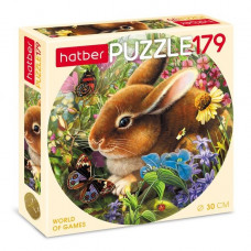 Пазл 179 эл. круглые Зайчонок с бабочкой 21051 Hatber  060993  