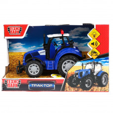 Модель пластик свет-звук ТРАКТОР 15 см, подвижные детали,инерция. кор. Технопарк 1901A101-R-BLUE (96)   