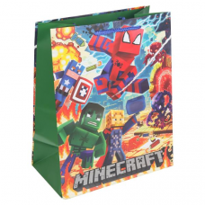 Пакет подарочный МАТОВЫЙ l,супергерои+пиксели,140 гр/м2 ЧУДО ПРАЗДНИК PL-132567-MR  