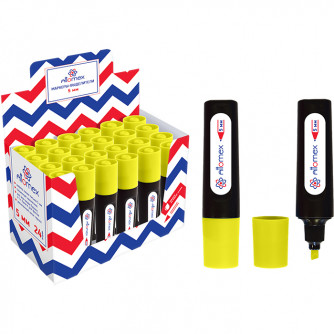 Маркер выделитель Attomex ЖЕЛТЫЙ неон 5мм, плоский корпус, скошенный 5045351   