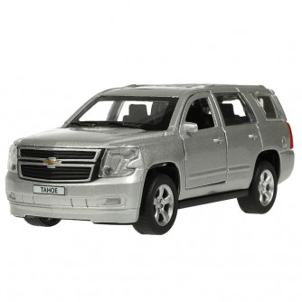 Машина металл CHEVROLET TAHOE 12 см, двери, багаж, инерц, серебристый , кор. Технопарк TAHOE-12-SR   