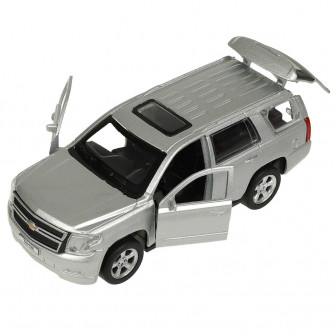 Машина металл CHEVROLET TAHOE 12 см, двери, багаж, инерц, серебристый , кор. Технопарк TAHOE-12-SR   