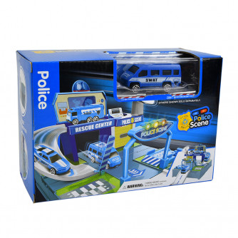 Игровой набор Fanjia toys Парковка-чемоданчик Станция полиции HJFJ634