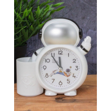 Часы-будильник с подставкой для канцелярии «Astronaut», white 7061
