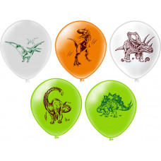 Шар12'' Пастель шелк рис. 2ст. Динозавры (25 шт./уп.) /БК  Ч35160