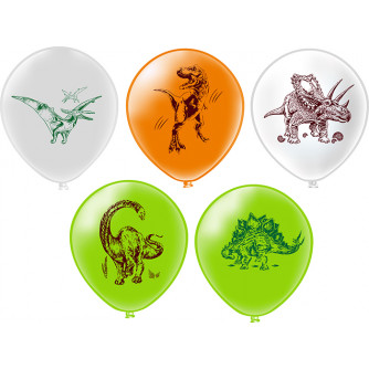Шар12'' Пастель шелк рис. 2ст. Динозавры (25 шт./уп.) /БК  Ч35160