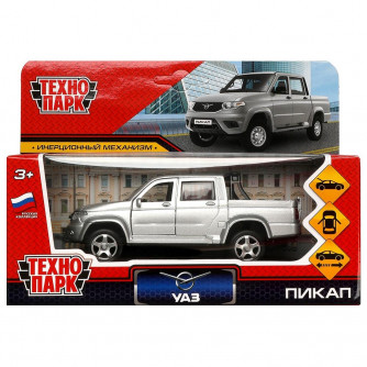 Машина металл УАЗ ПИКАП 12 см, двери, багаж, инерц, серебристый, кор. Технопарк PICKUP-12-SR Машина металл УАЗ ПИКАП 12 см, двери, багаж, инерц, серебристый, кор. Технопарк PICKUP-12-SR
