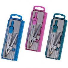 Циркуль металлический Hatber 125мм, пласт.пенал с линейкой DCc_085310   