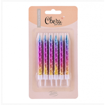 Свечи Яркое сияние, Градиент, 0,7*8 + 2 см, 6 шт. с держат. 802945      