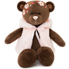 KULT Bloom collection Мягкая игрушка медведь, розовый в жилетке, 35 см (BB/PINK/25) (б/з коробки)