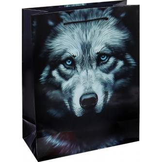 Optima Пакет подарочный с глянц.ламинацией 22x31x10 см (МL) Волк, 128 г ПКП-4242