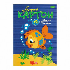 Картон цветной А4, 10л, 10цв, папка, мелованный, Hatber VK, 