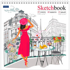 Блокнот-SketchBook А4,240*240мм, 40л, Hatber 