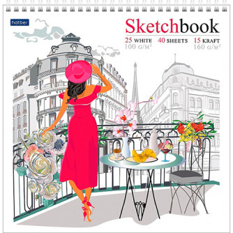 Блокнот-SketchBook А4,240*240мм, 40л, Hatber 