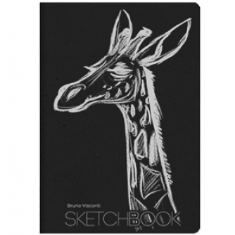 Блокнот-Sketchbook 147*210мм, 40л, Bruno Visconti, склейка, нелинованный, интегральная обложка, блок черная бумага 80 г/м2, 4 вида, микс 1  3-580/01    