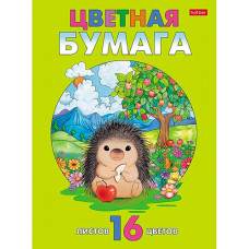 Цветная бумага А4,16л. 16цв. на скрепке,газетная,Hatber 