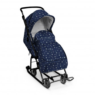 Санки коляска Наши детки НДТ3-1К/СЗ синий со звездочками /Ника/  