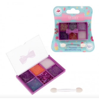 Lukky Палетка для макияжа глаз: гель-тени для век с блестками, 4,5 г, 6 цветов,бел.,аппликатор,блистер Т25297    Lukky Палетка для макияжа глаз: гель-тени для век с блестками, 4,5 г, 6 цветов,бел.,аппликатор,блистер Т25297