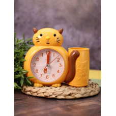 Часы-будильник с подставкой для канцелярии «Kitten», yellow XD-TX265-04