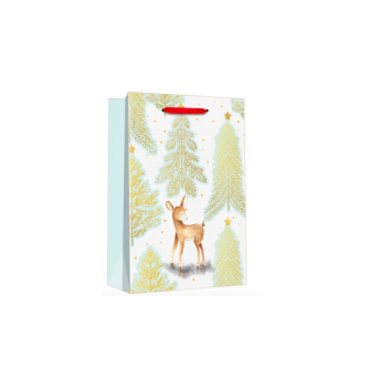 Dream cards Пакет подарочный с мат.лам. и тиснением фольгой 26х32х10 см (L) Сказочный олень, 210 г ППК-3908