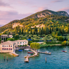 Холст с красками Озеро Комо в Италии ХК-4831
