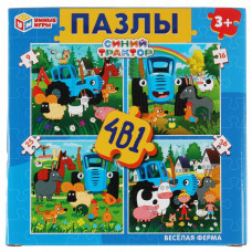 Пазлы 4 в 1 Умные игры Синий трактор Весёлая ферма 4680107941947
