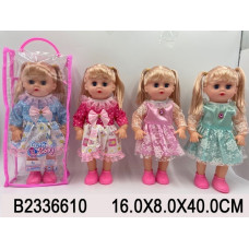Кукла 35 см, озвученная (4 звука), в сумочке, в ассортименте, 16*8*40 см 2336610
