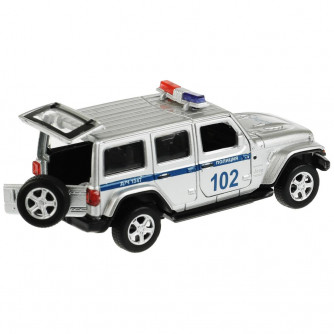 Машина металл.свет-звук JEEP WRANGLER SAHARA ПОЛИЦИЯ 12см,двер,баг,кор.Технопарк SAHARA5D-12SLPOL-SR