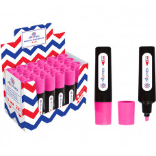 Маркер выделитель Attomex РОЗОВЫЙ неон 5мм, плоский корпус, скошенный  5045354   