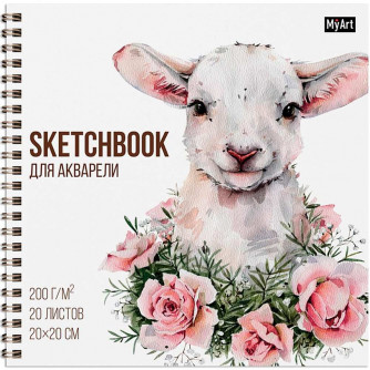 Скетчбук 467-0-159-11830-5 для акварели. Ягнёнок в розах 467-0-159-11830-5   