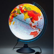 Глобус Физико-политический Globen Классик Евро диаметр 320мм, рельефный  с подсветкой Ке013200233  