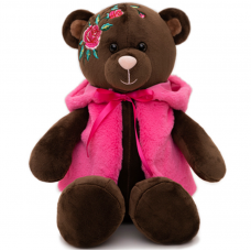 KULT Bloom collection Мягкая игрушка медведь, бордовый в жилетке, 35 см (BB/BUR/25) (б/з коробки)
