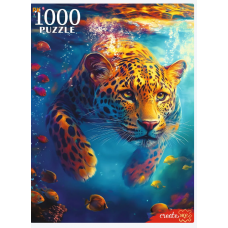 ПАЗЛЫ 1000 элементов. ЛЕОПАРД ПОД ВОДОЙ (Арт. Ф1000-6634)   