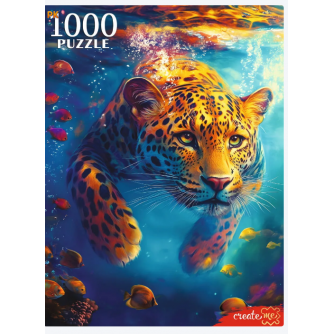 ПАЗЛЫ 1000 элементов. ЛЕОПАРД ПОД ВОДОЙ (Арт. Ф1000-6634)   