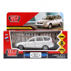 Машина металл LADA PRIORA длина 12 см, двери,багаж,инерц,серебристый, в кор. Технопарк PRIORAWAG-12-SR   
