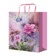 Optima Пакет подарочный с глянц.ламинацией 22x31x10 см (МL) Розовые цветы, 128 г ПКП-4254