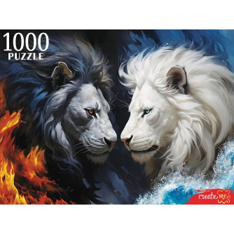ПАЗЛЫ 1000 элементов. ЧЕРНЫЙ И БЕЛЫЙ ЛЕВ (арт.П1000-3062 )