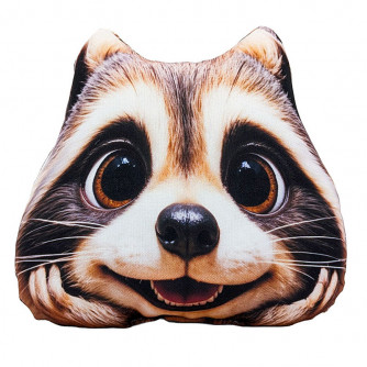 Подушка декоративная мордочка Енот 30 см МТГ01106 Levatoys в пак.   