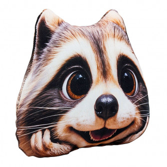 Подушка декоративная мордочка Енот 30 см МТГ01106 Levatoys в пак.   