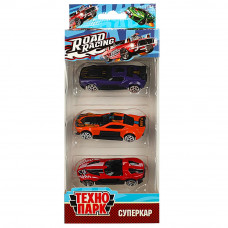 Машина металл ROAD RACING набор СУПЕРКАР 7,5 см, 3 шт,в ассорт, кор. Технопарк RR-SET-80533-F-R   