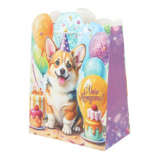 Пакет подарочный креативный l, корги с вырубкой,190 гр/м2 ЧУДО ПРАЗДНИК PL-130113-CG  