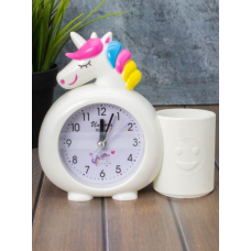 Часы-будильник с подставкой для канцелярии «Rainbow unicorn», white 7050-03