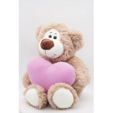 Мягкая игрушка Медведь Двейн малый со средним  флисовым сердцем цикламен 32/45 см 0924232 0924232S-48   